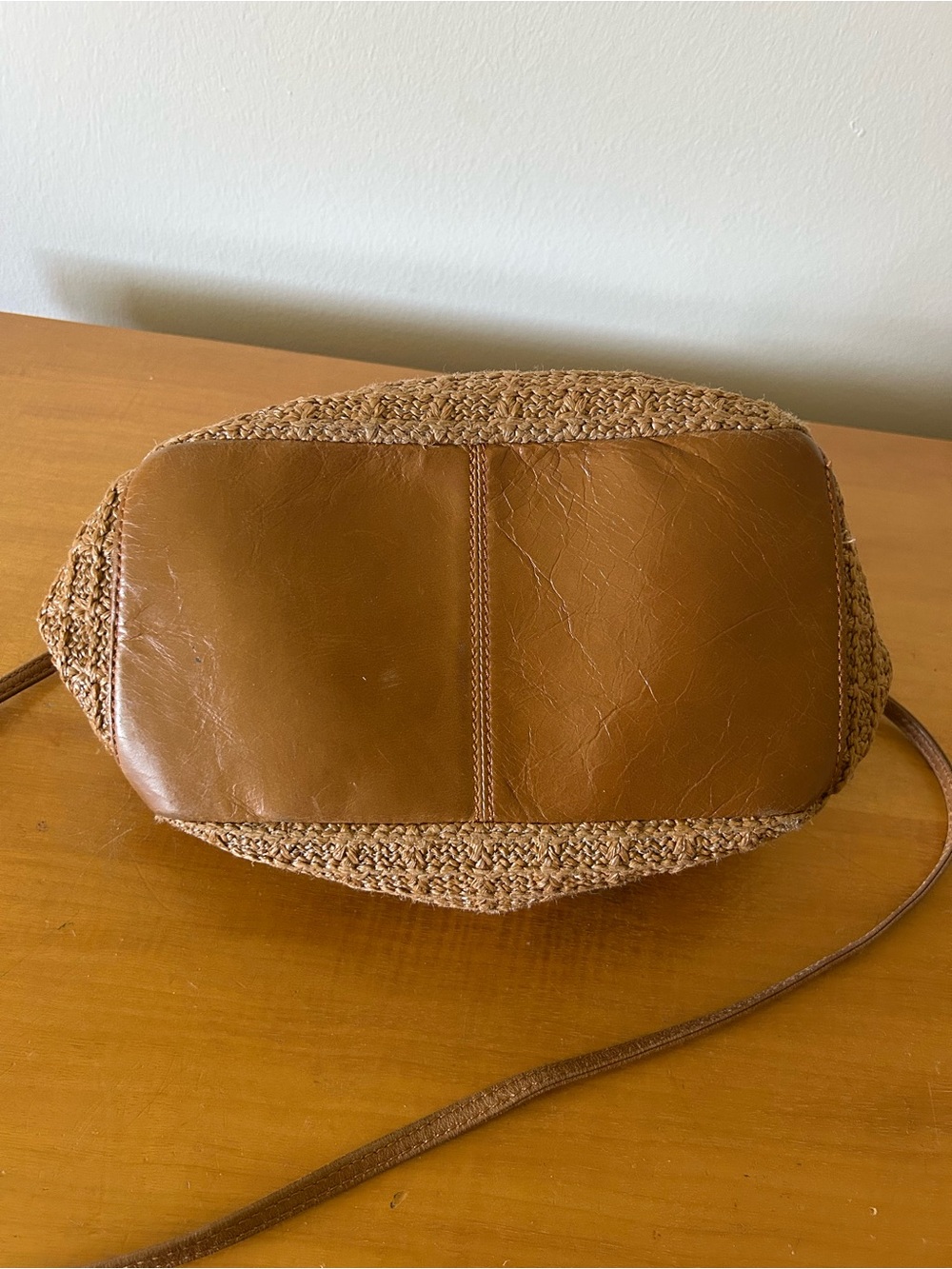 Hobo Darling Small Satchel Leather Straw Top Handle Purse Crossbody Tan Bag - Picture 8 of 10